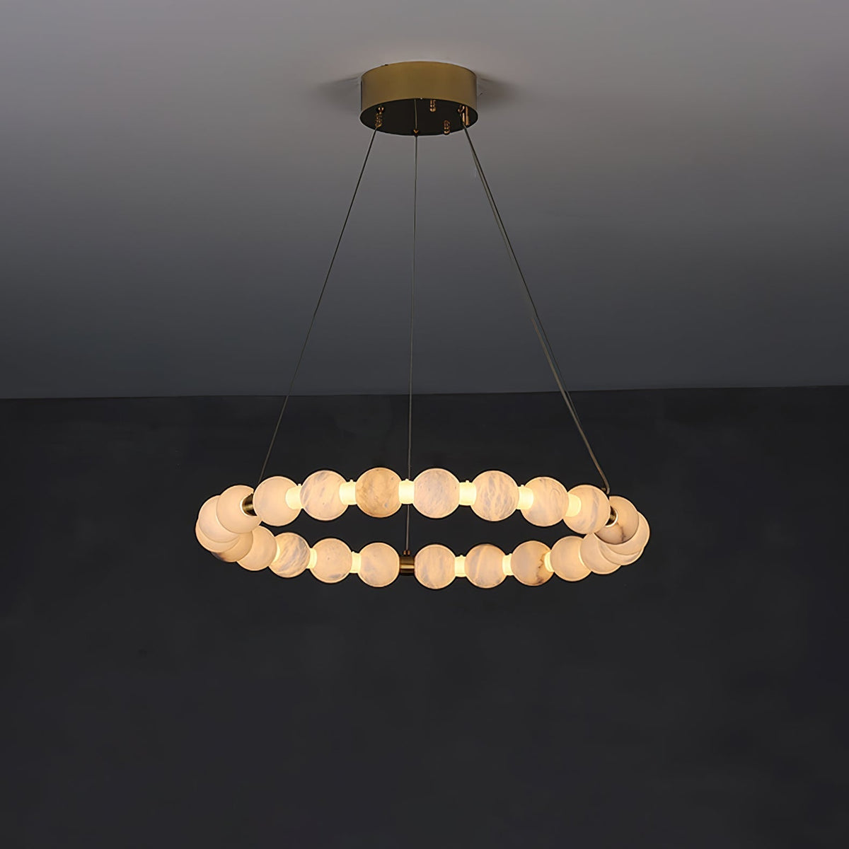Alabaster Orb Ring Chandelier - ∅ 23.6″ x H 2.4″Gold & WhiteWarm Lightcasivra