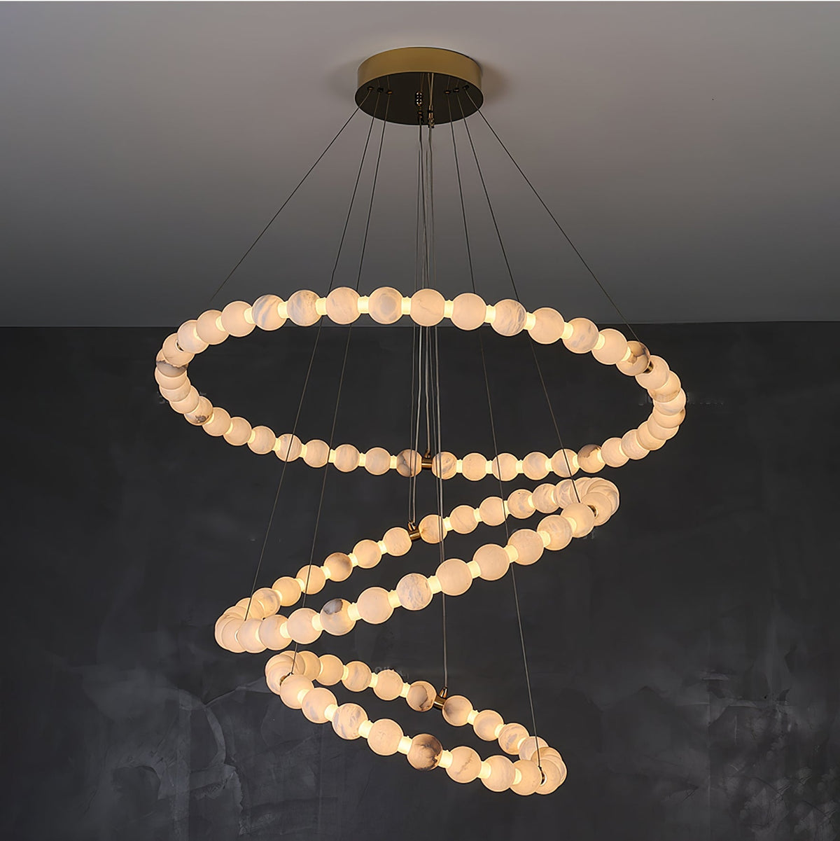 Alabaster Orb Ring Chandelier - ∅ 23.6″ x H 2.4″Gold & WhiteWarm Lightcasivra