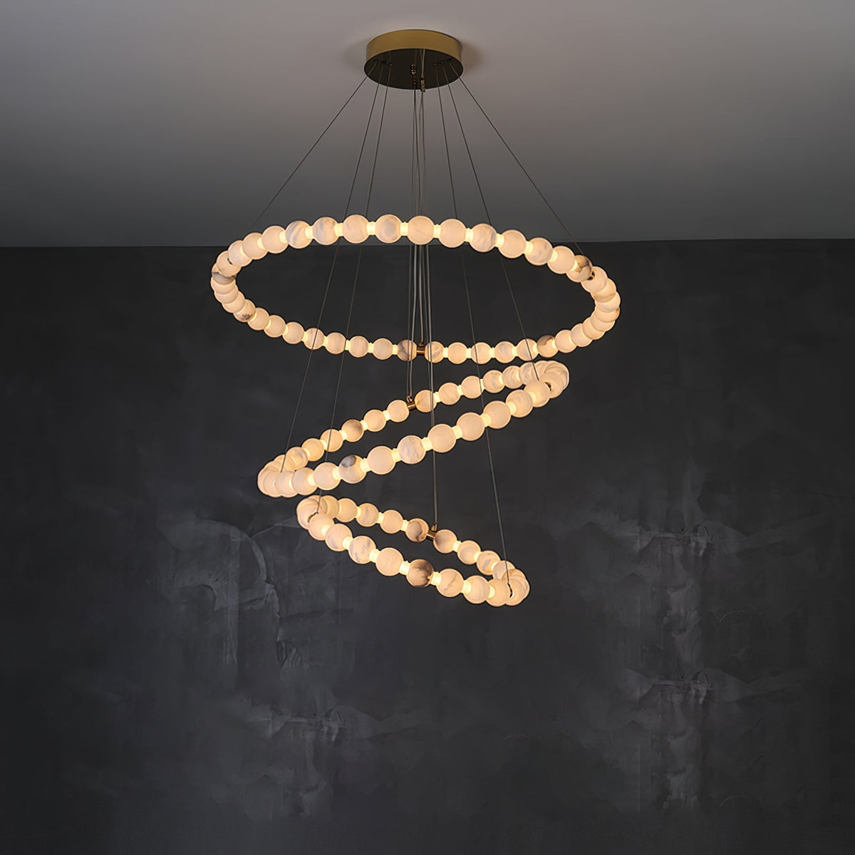 Alabaster Orb Ring Chandelier - ∅ 23.6″ x H 2.4″Gold & WhiteWarm Lightcasivra