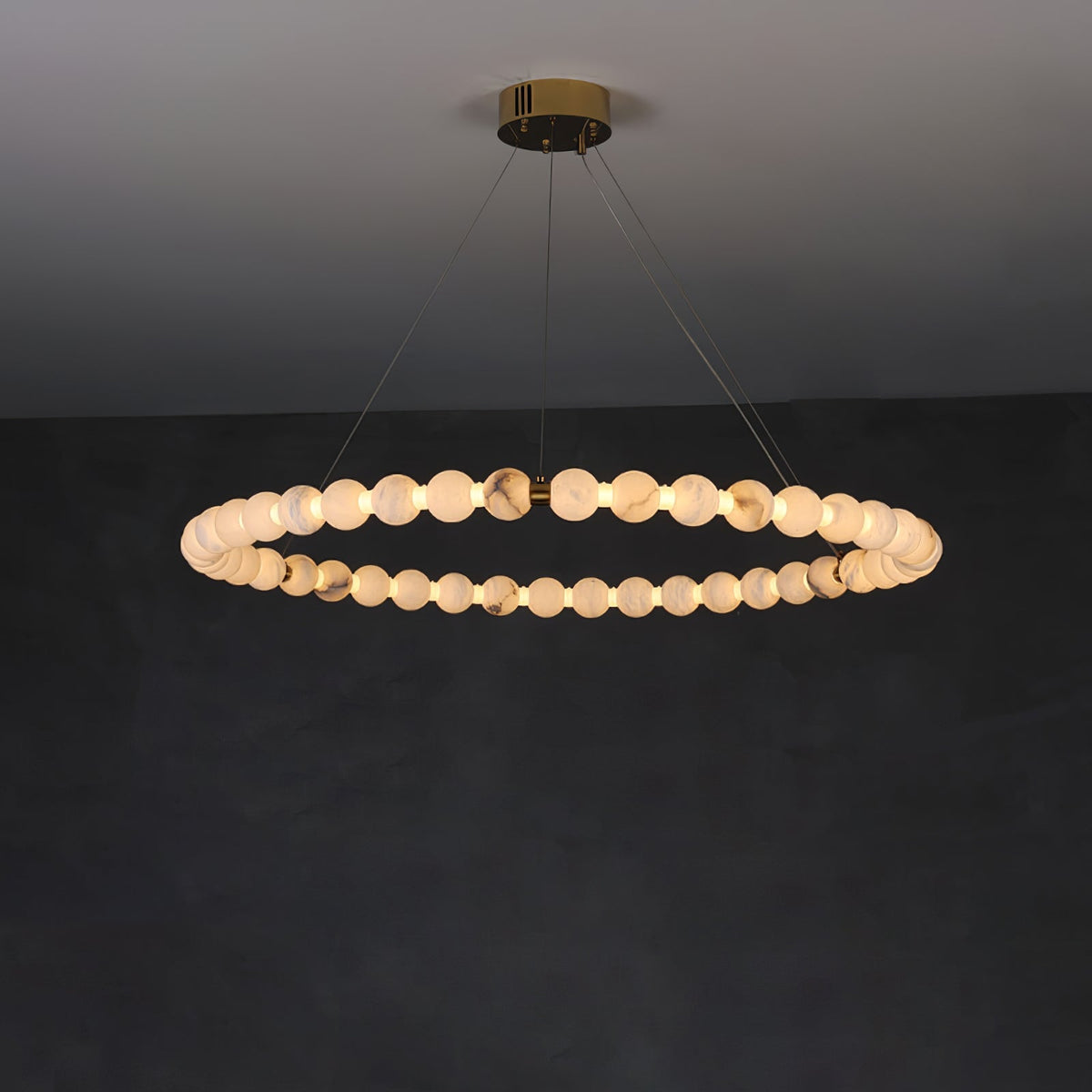 Alabaster Orb Ring Chandelier - ∅ 31.5″ x H 2.4″Gold & WhiteWarm Lightcasivra