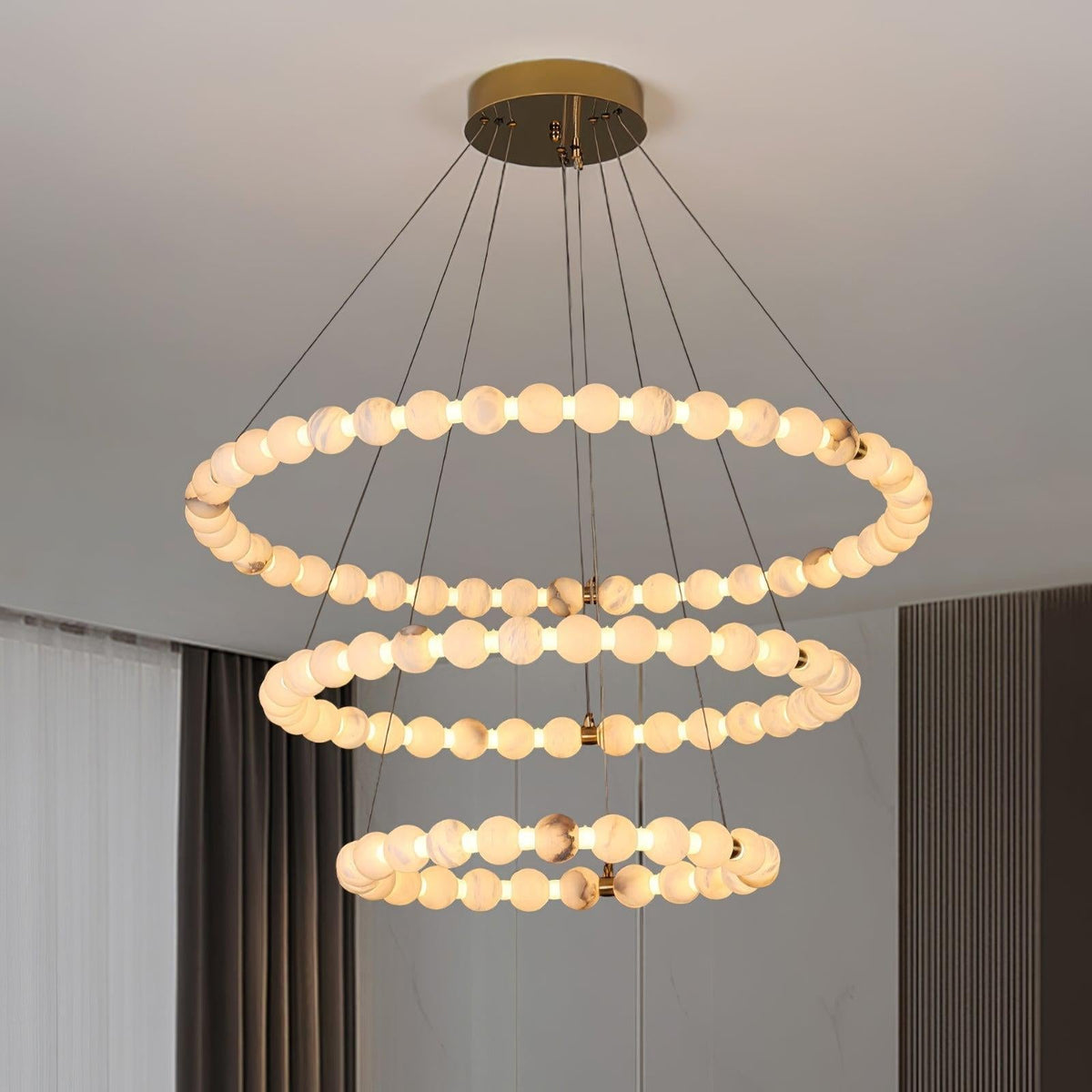 Alabaster Orb Ring Chandelier - ∅ 23.6″ x H 2.4″Gold & WhiteWarm Lightcasivra