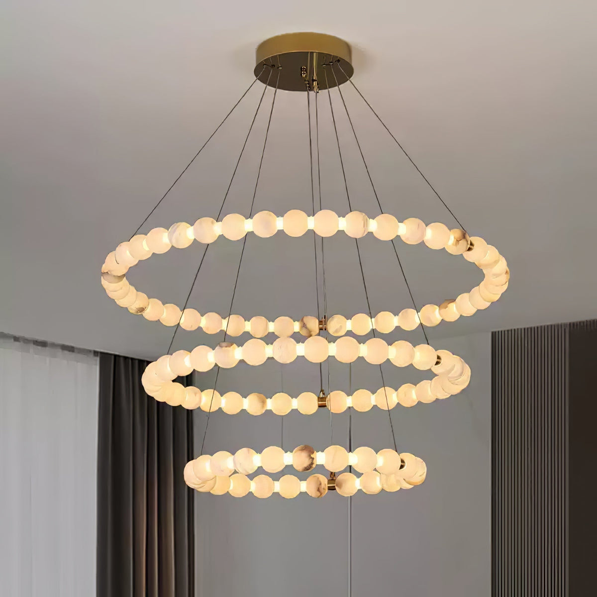 Alabaster Orb Ring Chandelier - ∅ 23.6″ x H 2.4″Gold & WhiteWarm Lightcasivra