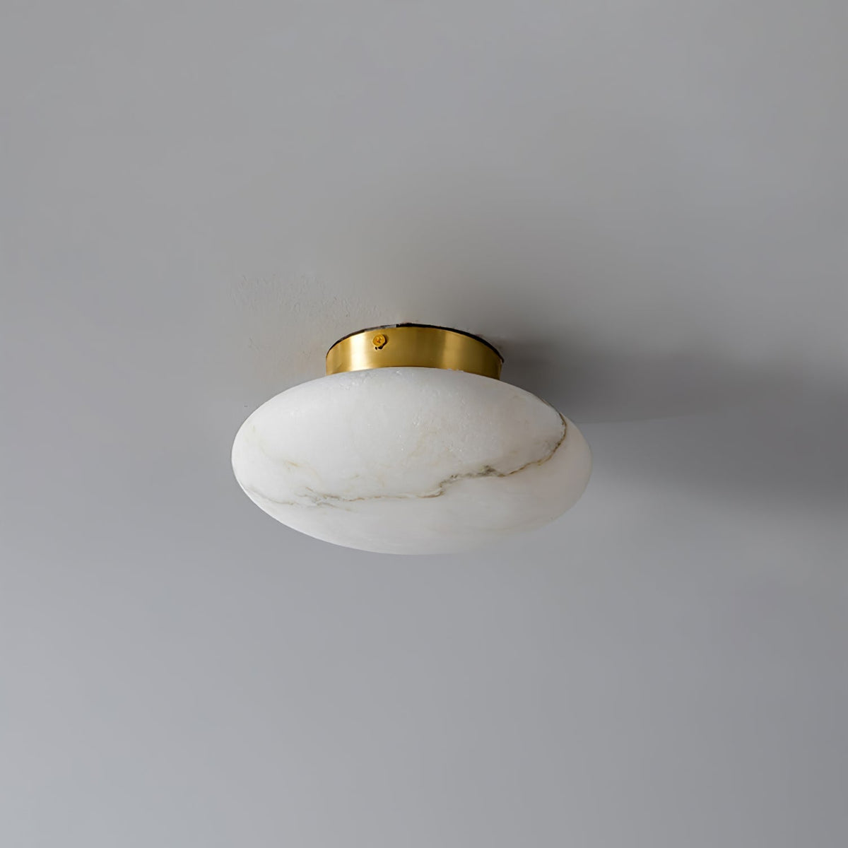 Alabaster Oval Ceiling Lamp - ∅ 7.9″ x H 3.9″Brass & WhiteWarm Lightcasivra