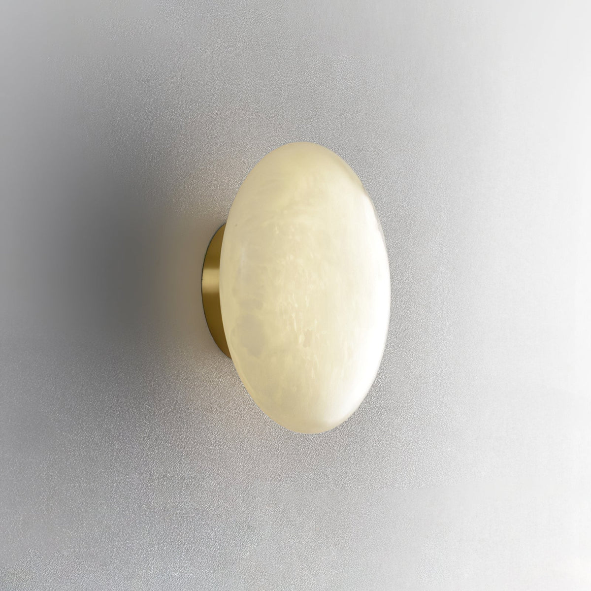 Alabaster Oval Ceiling Lamp - ∅ 7.9″ x H 3.9″Brass & WhiteWarm Lightcasivra