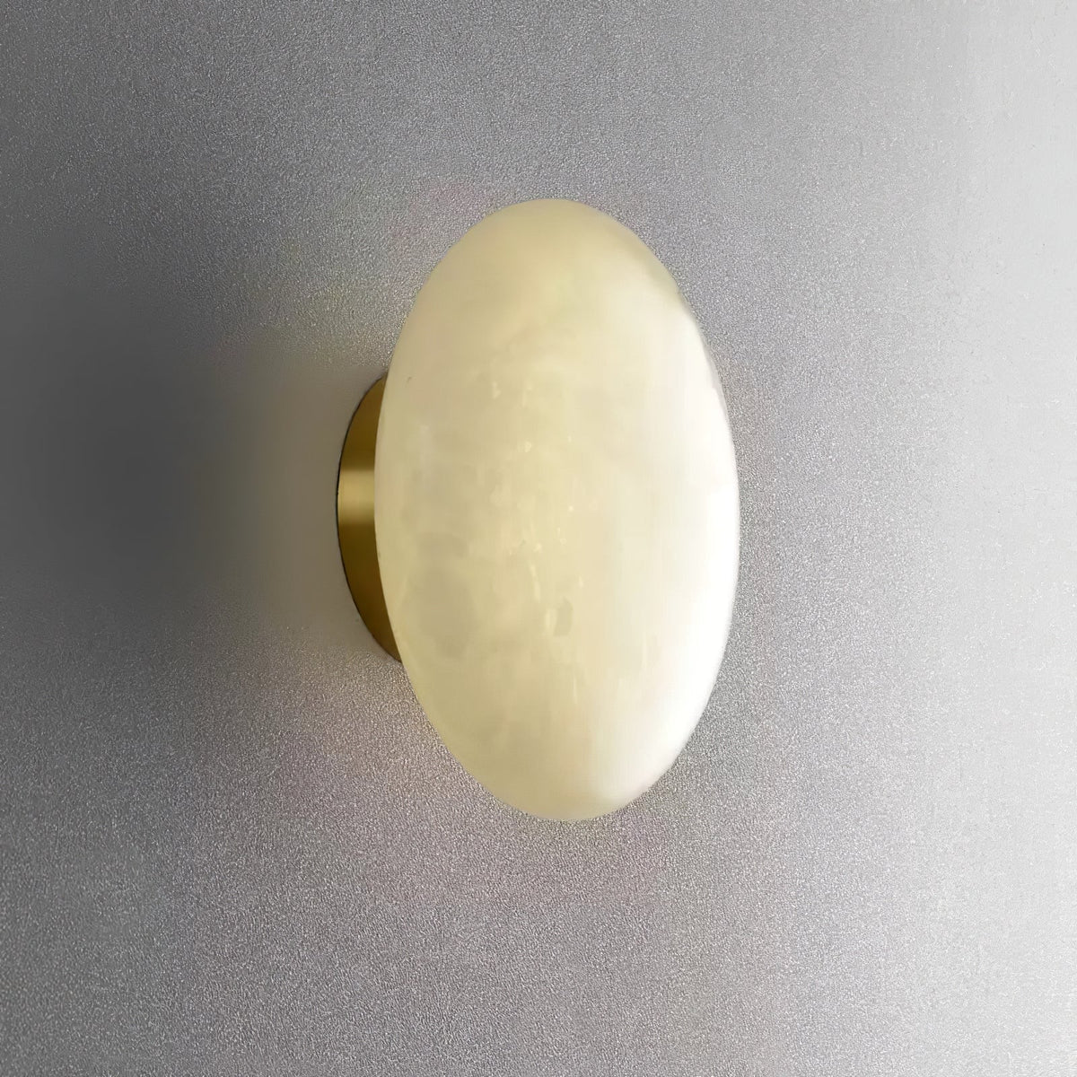 Alabaster Oval Ceiling Lamp - ∅ 7.9″ x H 3.9″Brass & WhiteWarm Lightcasivra