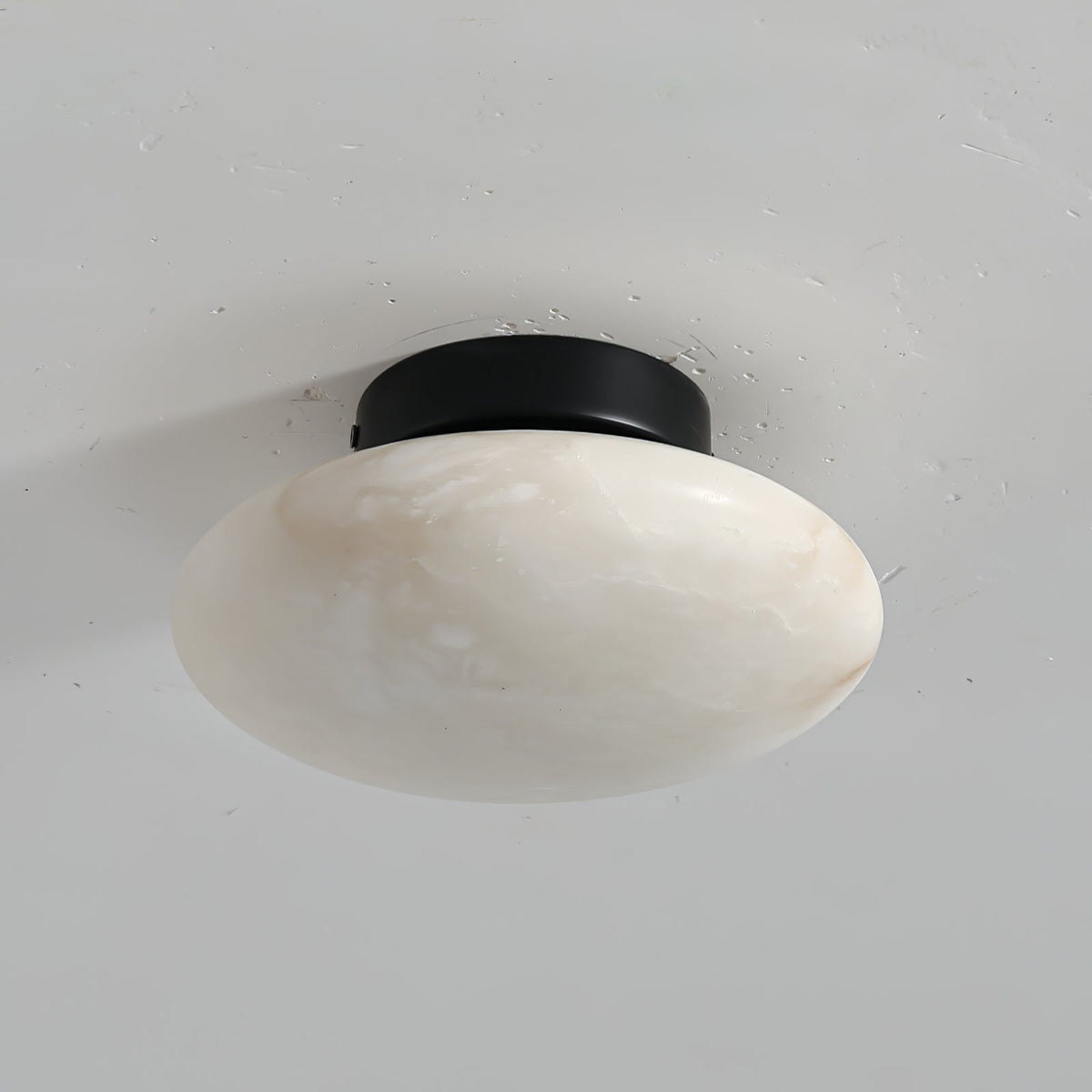 Alabaster Oval Ceiling Lamp - ∅ 7.9″ x H 3.9″Brass & WhiteWarm Lightcasivra