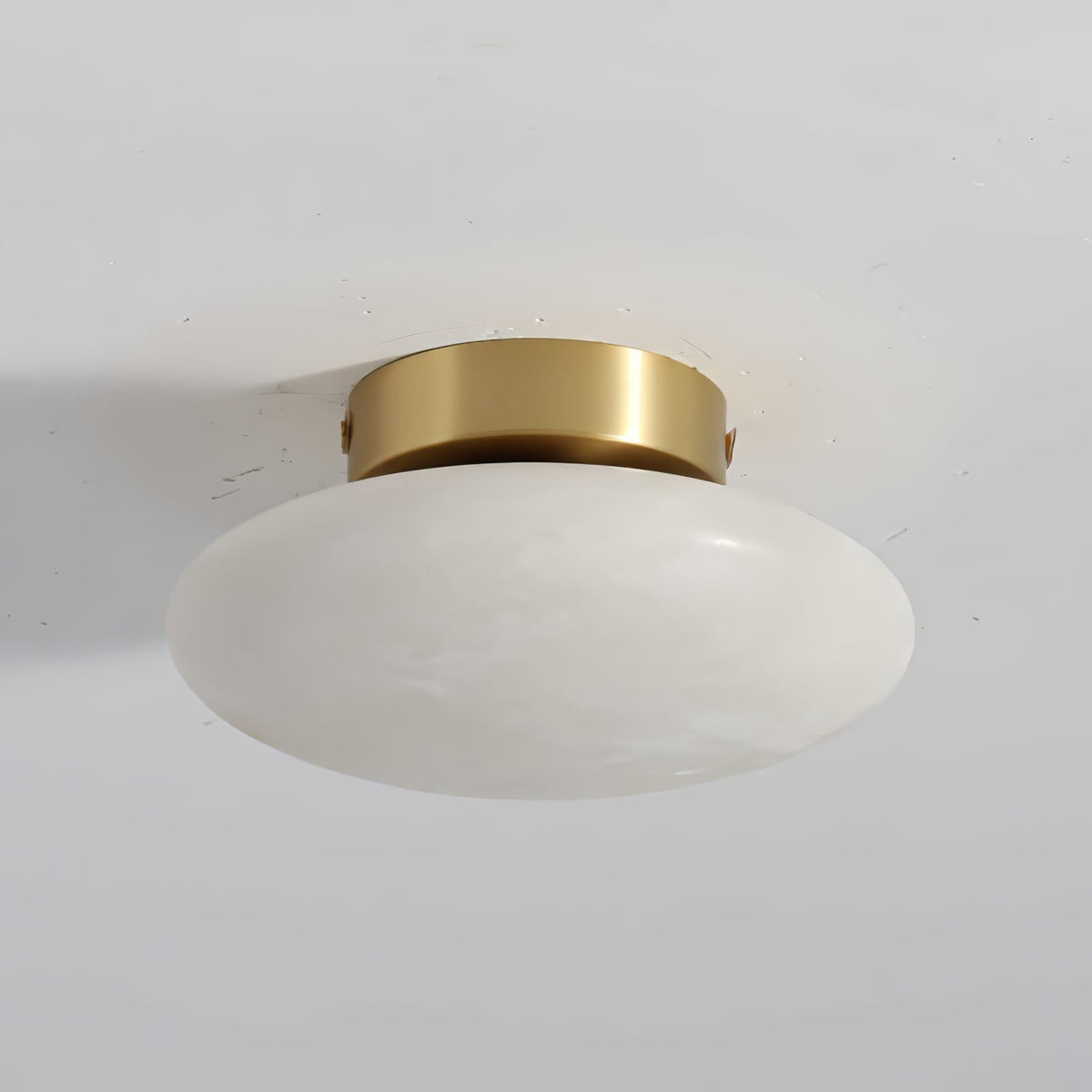 Alabaster Oval Ceiling Lamp - ∅ 7.9″ x H 3.9″Brass & WhiteWarm Lightcasivra