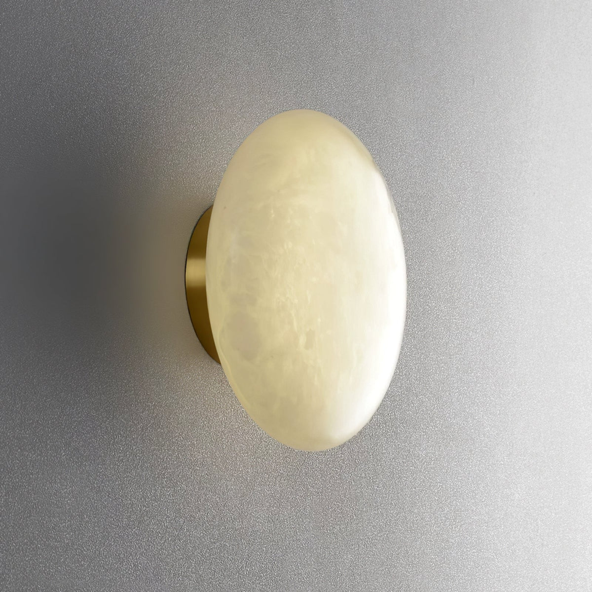 Alabaster Oval Ceiling Lamp - ∅ 7.9″ x H 3.9″Brass & WhiteWarm Lightcasivra