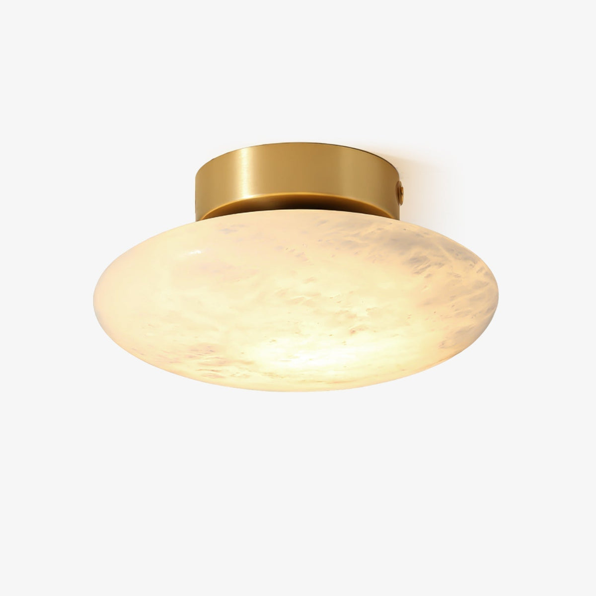 Alabaster Oval Ceiling Lamp - ∅ 7.9″ x H 3.9″Brass & WhiteWarm Lightcasivra