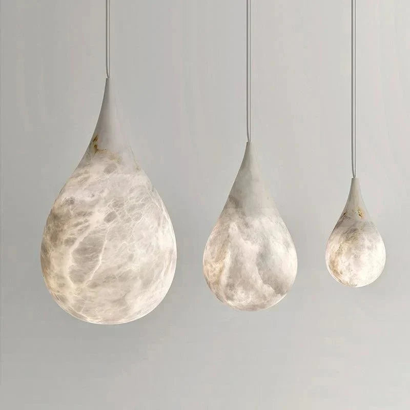Alabaster Rain Pendant Lighting, Dining Table Pendant - 7" D x 13.4" Hcasivra