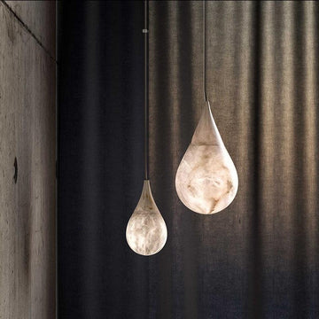 Alabaster Rain Pendant Lighting, Dining Table Pendant - 7" D x 13.4" Hcasivra