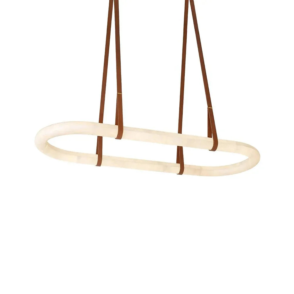 Alabaster Round Leather Chandelier-Chandelier-casivra-casivra