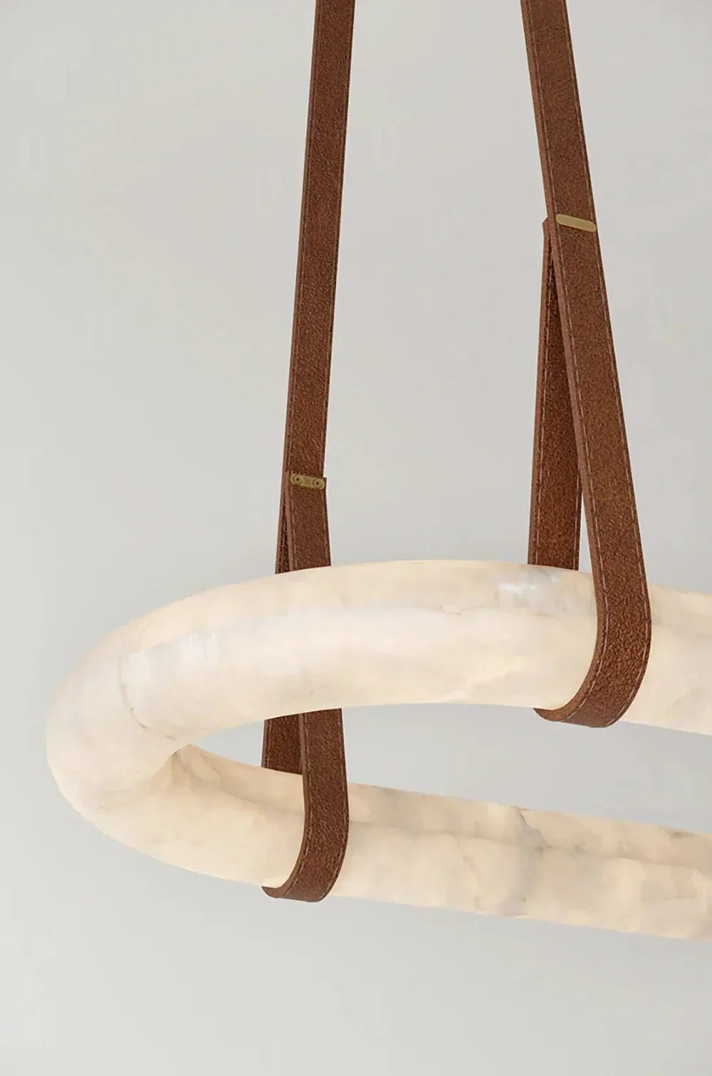 Alabaster Round Leather Chandelier-Chandelier-casivra-casivra