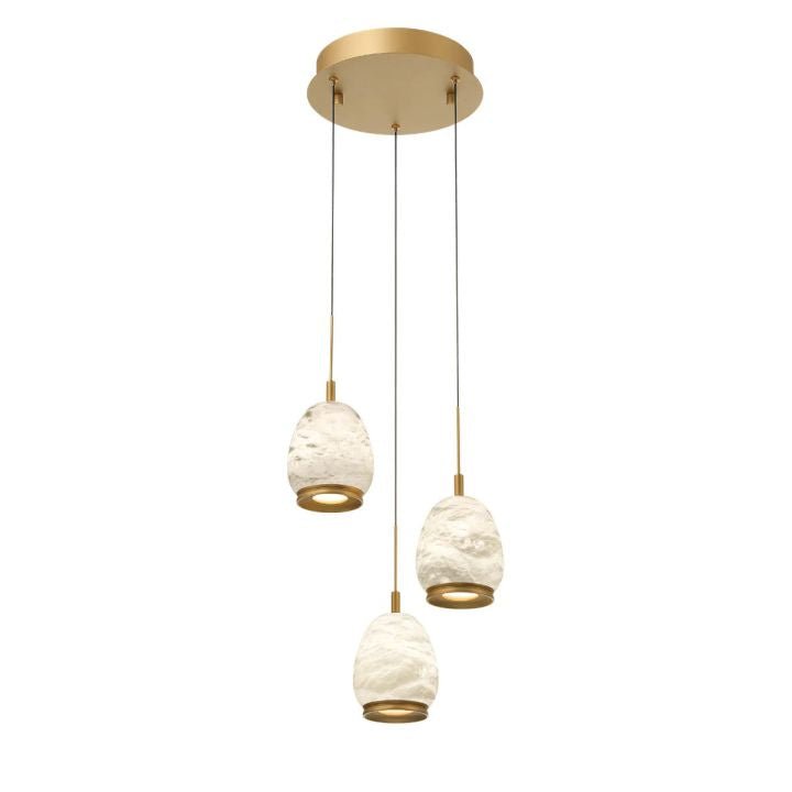 Alabaster Round LED Pendant - Antique Brass3 Lightcasivra