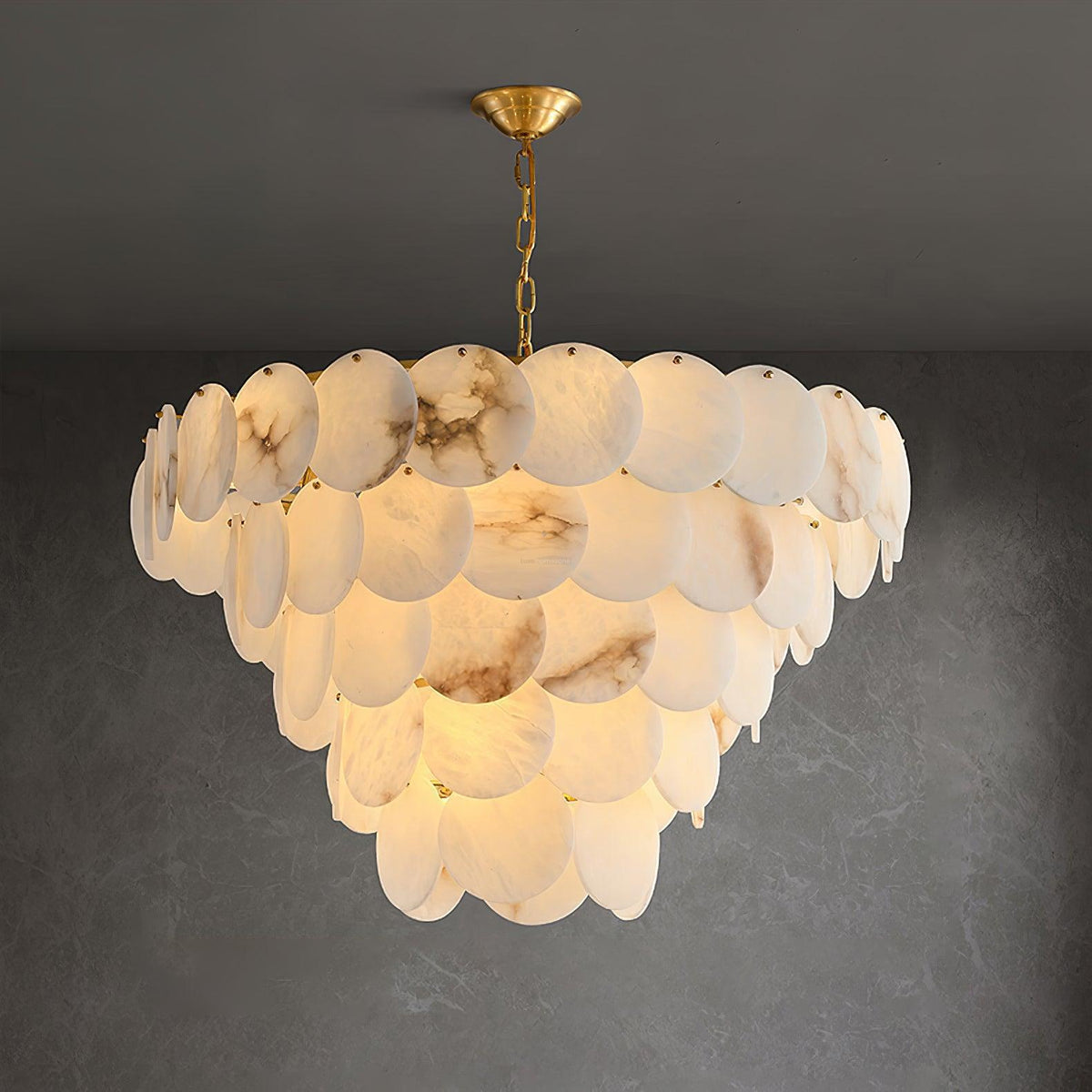 Alabaster Shell Brass Chandelier with 2/3/4/5/6 layer - 6 layers 43.3" x H 35.4" / Dia 110cm x H 90cmBrass & Whitecasivra