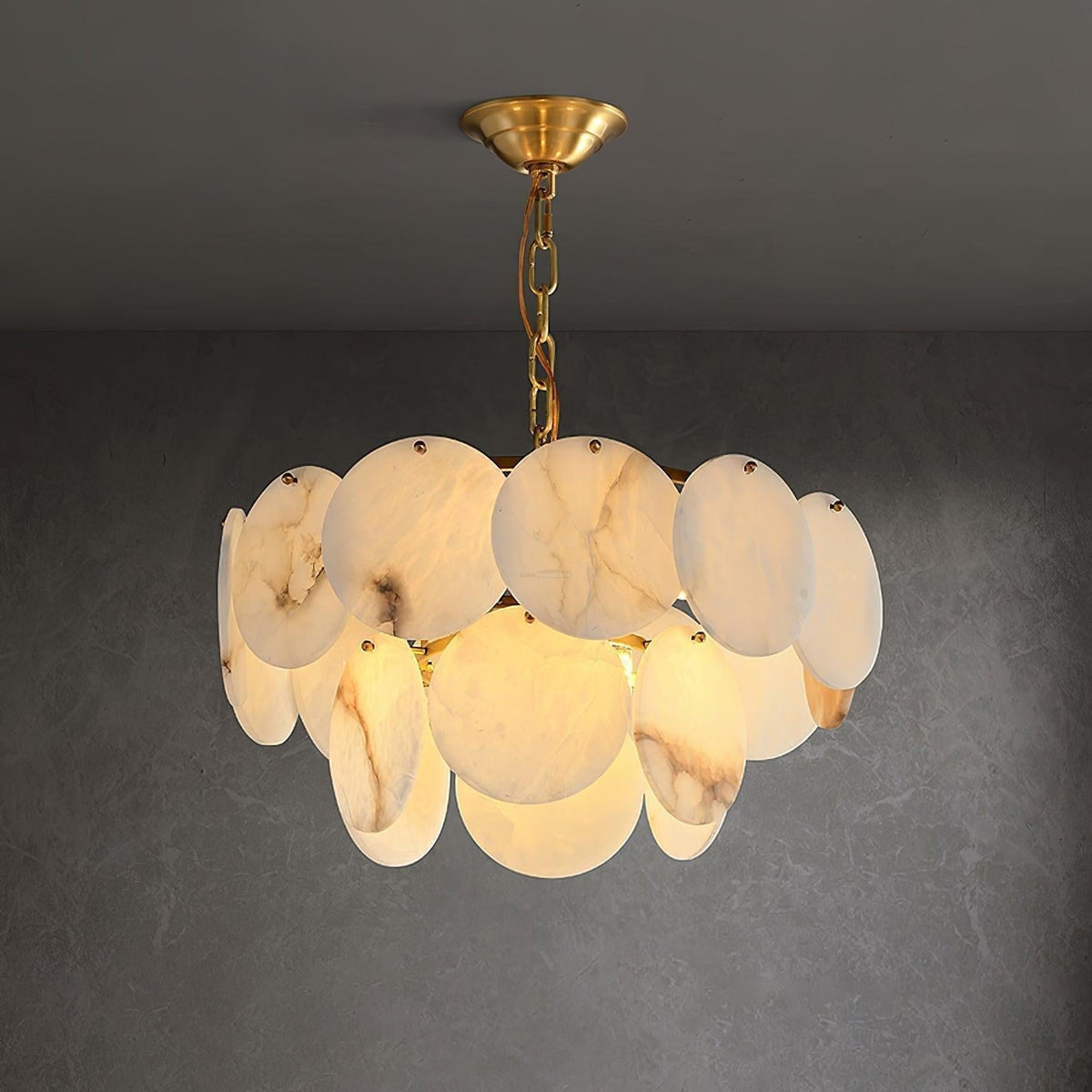 Alabaster Shell Brass Chandelier with 2/3/4/5/6 layer - 6 layers 43.3" x H 35.4" / Dia 110cm x H 90cmBrass & Whitecasivra