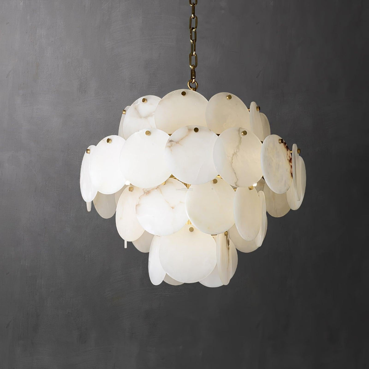 Alabaster Shell Brass Chandelier with 2/3/4/5/6 layer - 6 layers 43.3" x H 35.4" / Dia 110cm x H 90cmBrass & Whitecasivra