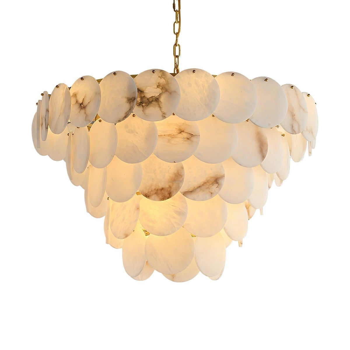 Alabaster Shell Brass Chandelier with 2/3/4/5/6 layer - 5 layers 35.4" x H 31.5" / Dia 90cm x H 80cmBrass & Whitecasivra