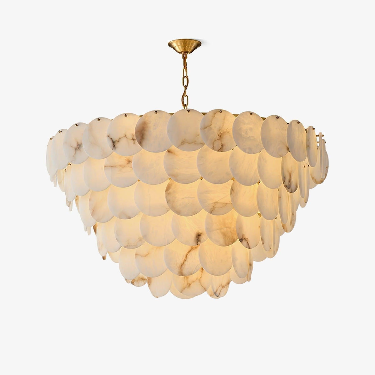 Alabaster Shell Brass Chandelier with 2/3/4/5/6 layer - 6 layers 43.3" x H 35.4" / Dia 110cm x H 90cmBrass & Whitecasivra