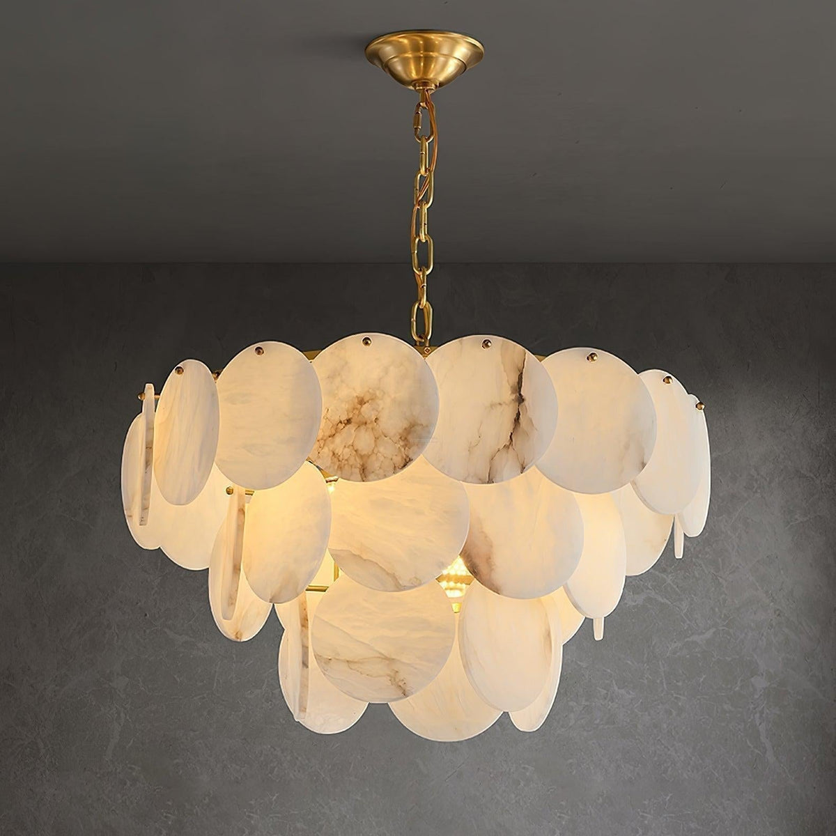 Alabaster Shell Brass Chandelier with 2/3/4/5/6 layer - 6 layers 43.3" x H 35.4" / Dia 110cm x H 90cmBrass & Whitecasivra