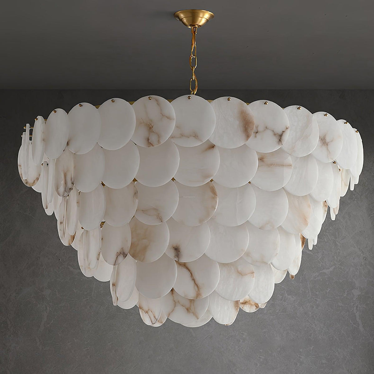 Alabaster Shell Brass Chandelier with 2/3/4/5/6 layer - 6 layers 43.3" x H 35.4" / Dia 110cm x H 90cmBrass & Whitecasivra