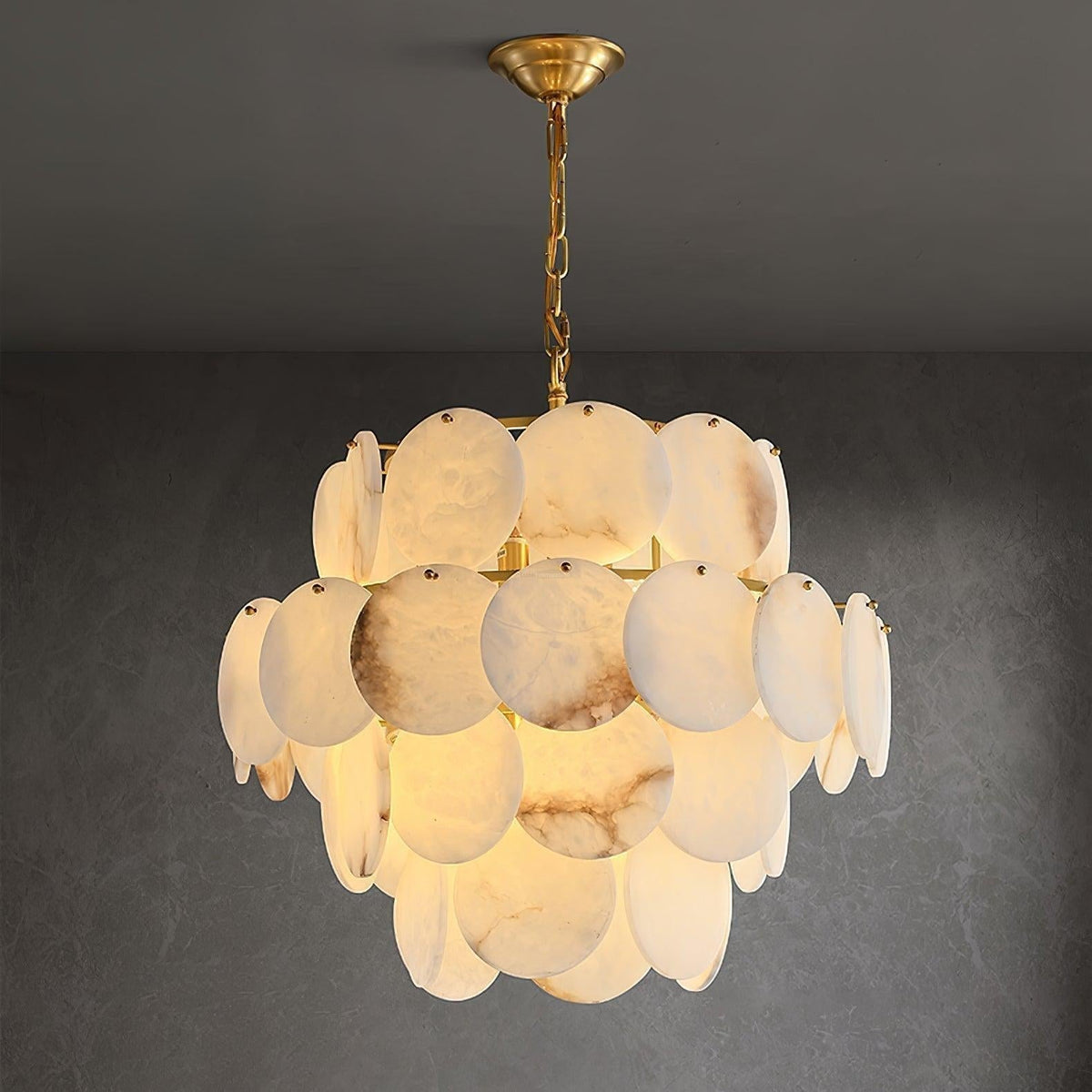 Alabaster Shell Brass Chandelier with 2/3/4/5/6 layer - 6 layers 43.3" x H 35.4" / Dia 110cm x H 90cmBrass & Whitecasivra