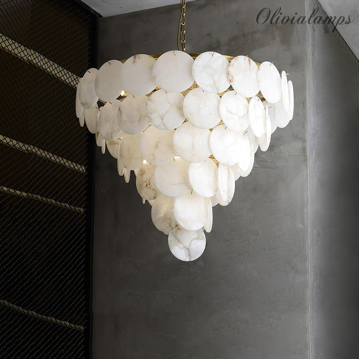 Alabaster Shell Brass Chandelier with 2/3/4/5/6 layer - 6 layers 43.3" x H 35.4" / Dia 110cm x H 90cmBrass & Whitecasivra