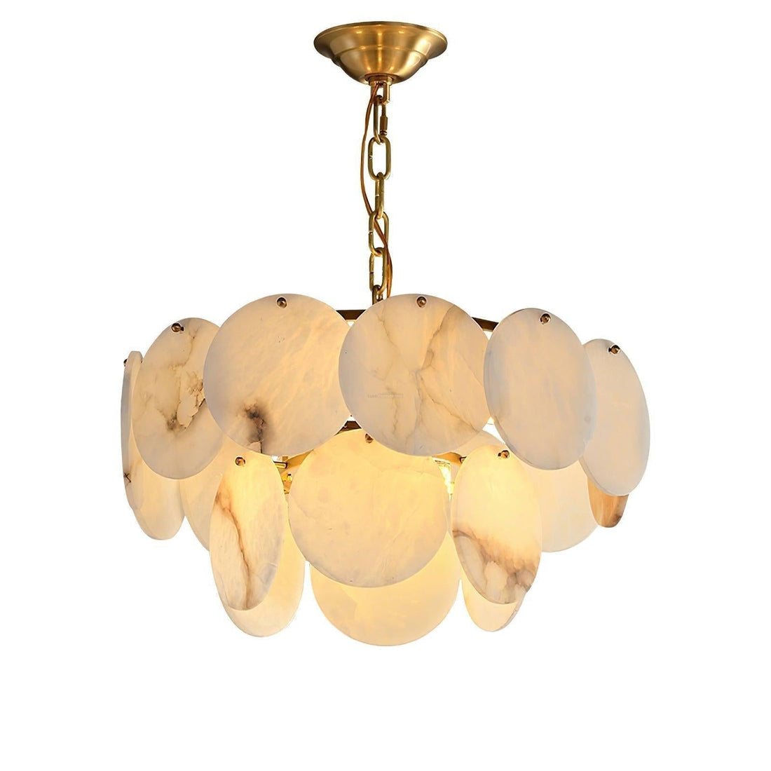 Alabaster Shell Brass Chandelier with 2/3/4/5/6 layer - 2 layers 17.7" x H 17.7" / Dia 45cm x H 45cmBrass & Whitecasivra