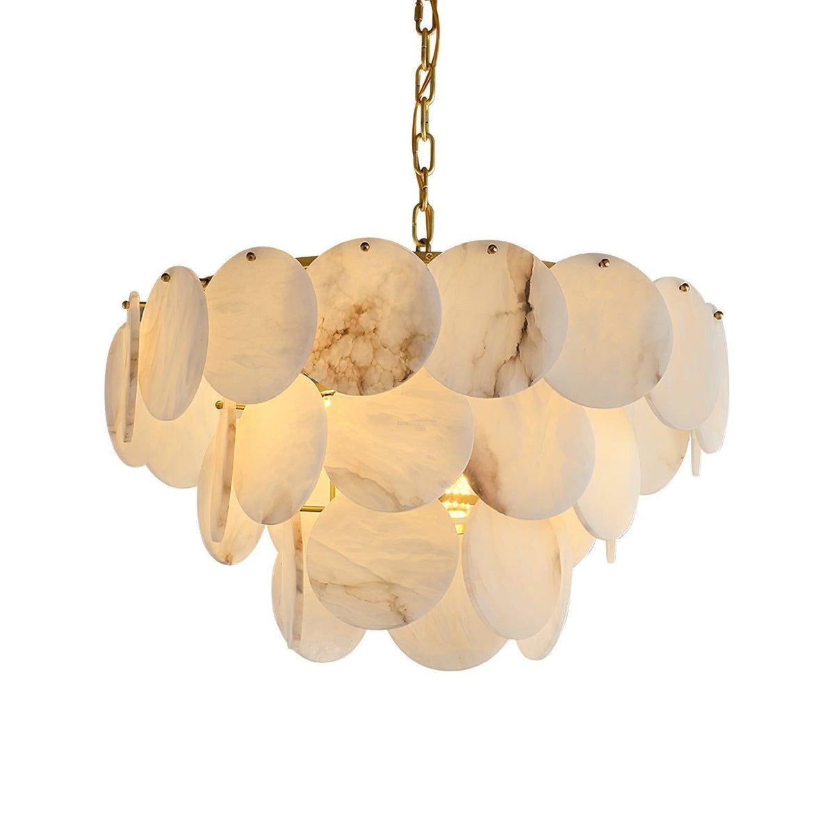 Alabaster Shell Brass Chandelier with 2/3/4/5/6 layer - 3 layers 25.6" x H 21.7" / Dia 65cm x H 55cmBrass & Whitecasivra
