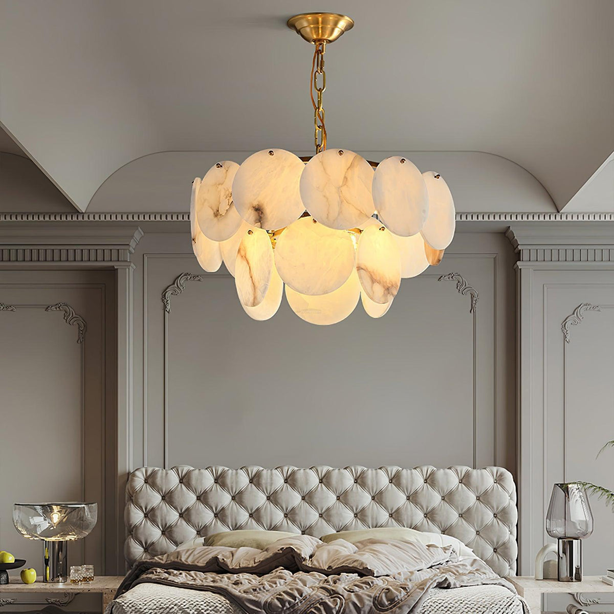 Alabaster Shell Brass Chandelier with 2/3/4/5/6 layer - 6 layers 43.3" x H 35.4" / Dia 110cm x H 90cmBrass & Whitecasivra