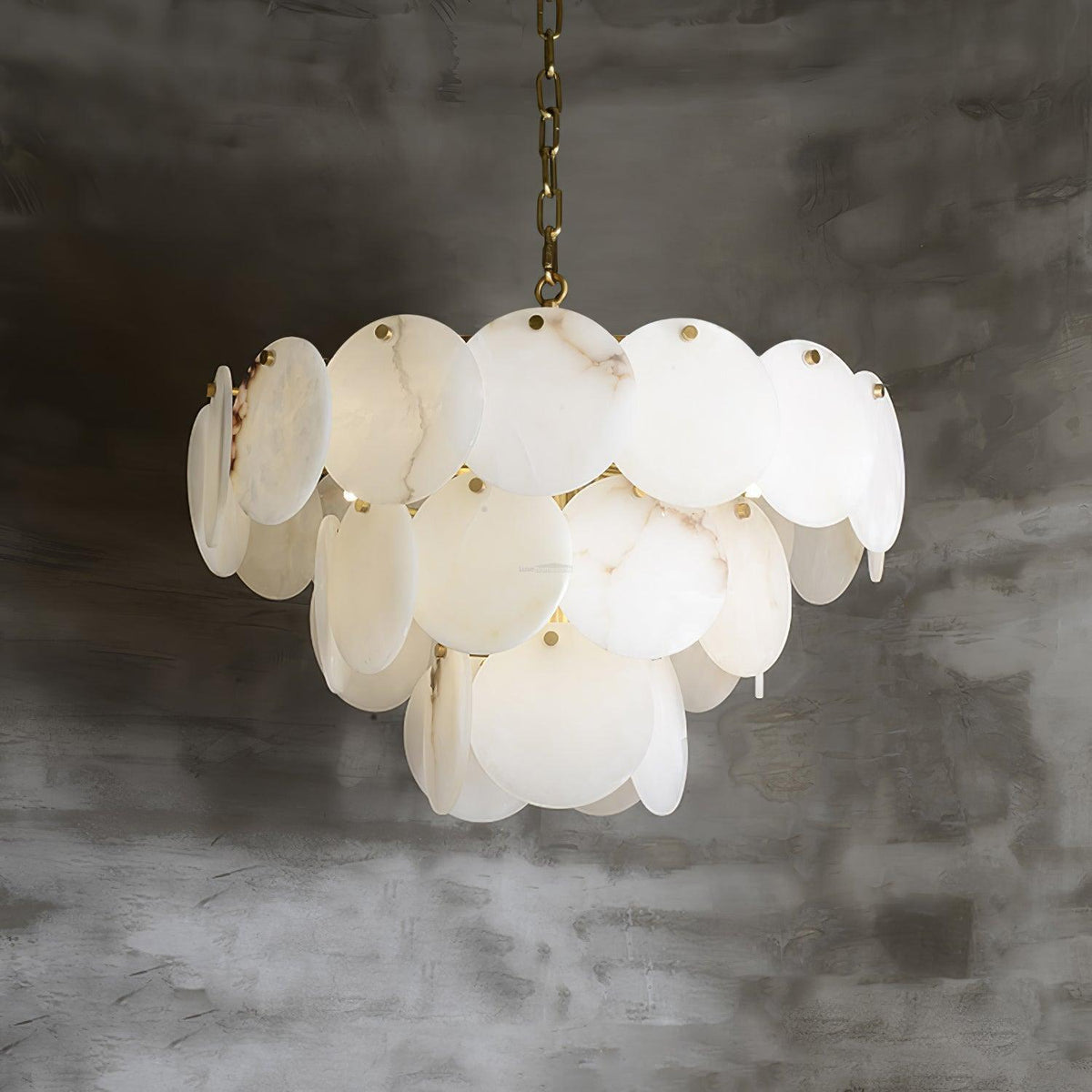 Alabaster Shell Brass Chandelier with 2/3/4/5/6 layer - 6 layers 43.3" x H 35.4" / Dia 110cm x H 90cmBrass & Whitecasivra