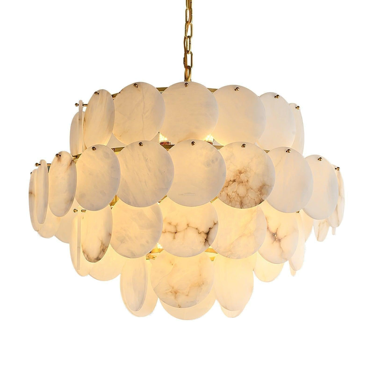Alabaster Shell Brass Chandelier with 2/3/4/5/6 layer - 6 layers 43.3" x H 35.4" / Dia 110cm x H 90cmBrass & Whitecasivra