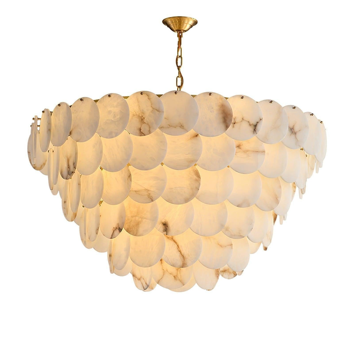 Alabaster Shell Brass Chandelier with 2/3/4/5/6 layer - 6 layers 43.3" x H 35.4" / Dia 110cm x H 90cmBrass & Whitecasivra