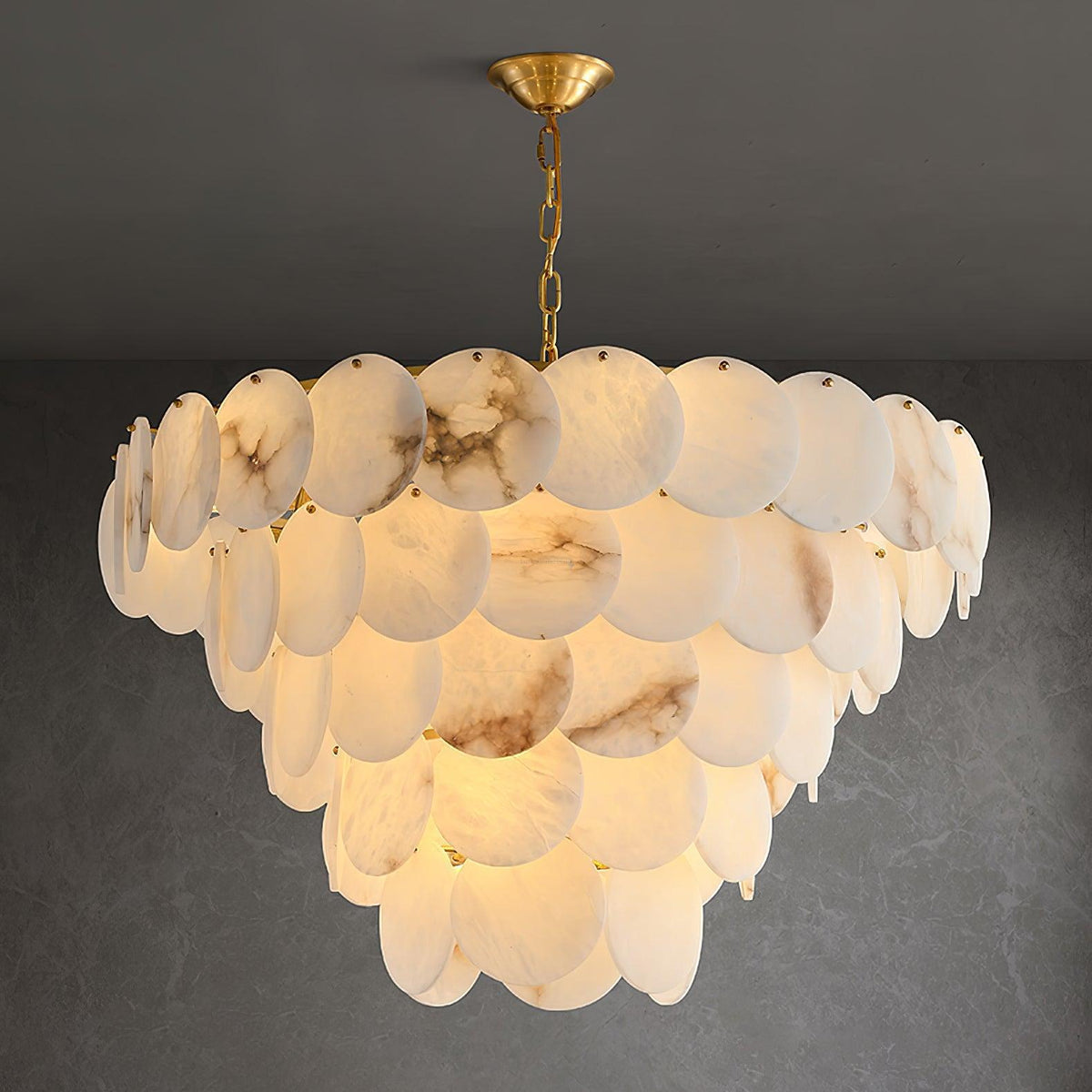 Alabaster Shell Brass Chandelier with 2/3/4/5/6 layer - 6 layers 43.3" x H 35.4" / Dia 110cm x H 90cmBrass & Whitecasivra