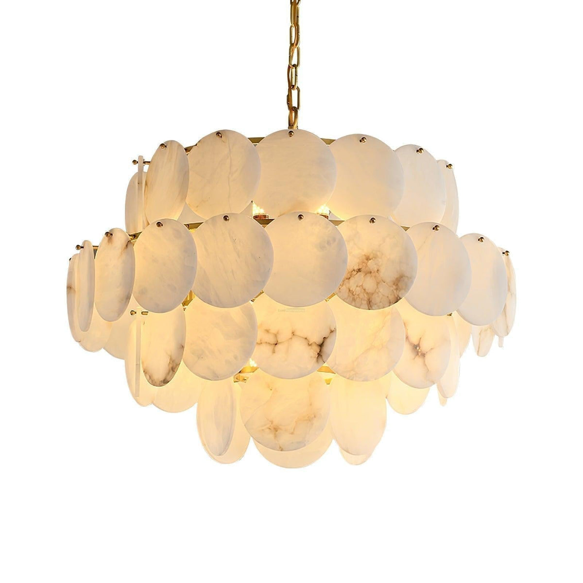 Alabaster Shell Brass Chandelier with 2/3/4/5/6 layer - 4 layers 31.5" x H 29.5" / Dia 80cm x H 75cmBrass & Whitecasivra