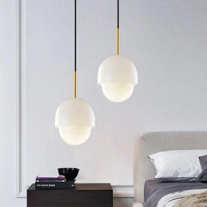 Alabaster Simple Bedside Pendant Light - 8"Dcasivra
