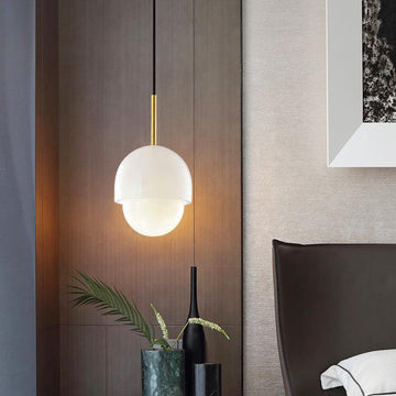 Alabaster Simple Bedside Pendant Light - 8"Dcasivra