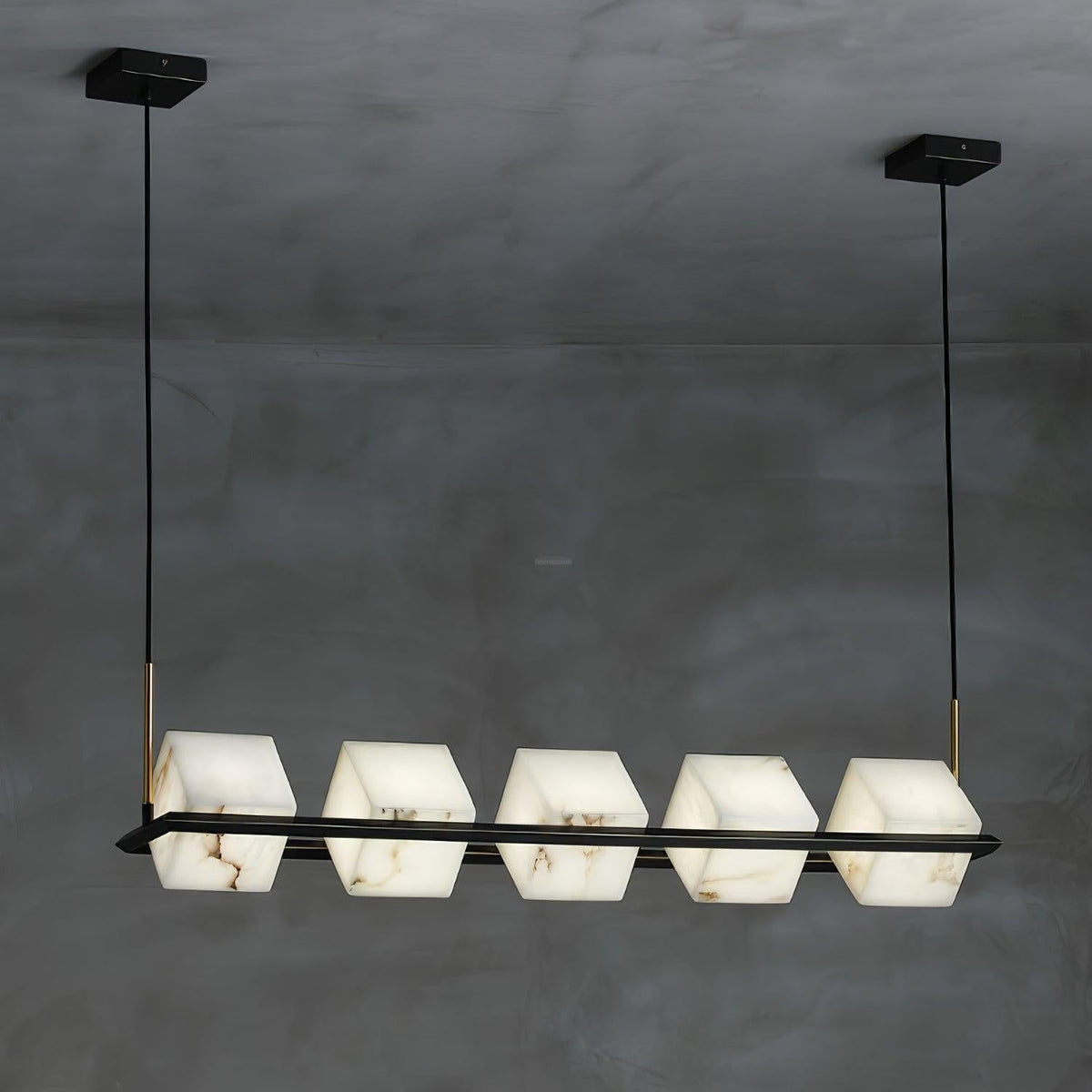 Alabaster Square Box Chandelier with 4/5/6/8/9 heads - 9 Heads L 41.3" x W 41.3" x H 17.7" / L 105cm x W 105cm x H 45cmBrass & Black & Whitecasivra