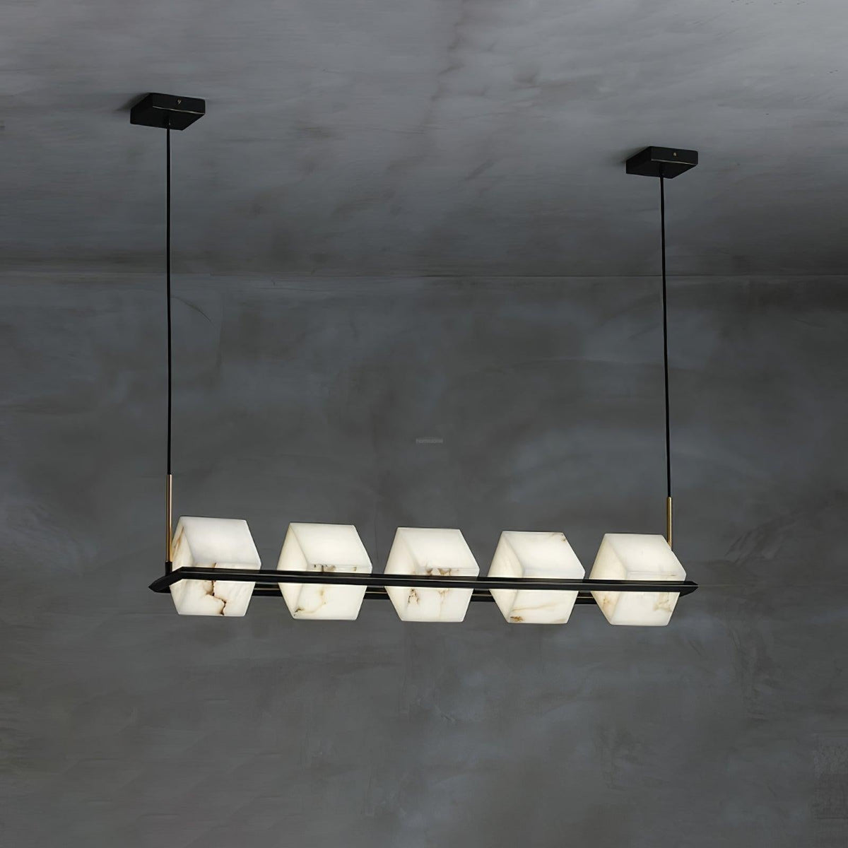 Alabaster Square Box Chandelier with 4/5/6/8/9 heads - 9 Heads L 41.3" x W 41.3" x H 17.7" / L 105cm x W 105cm x H 45cmBrass & Black & Whitecasivra