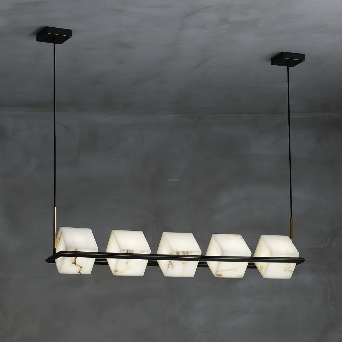 Alabaster Square Box Chandelier with 4/5/6/8/9 heads - 9 Heads L 41.3" x W 41.3" x H 17.7" / L 105cm x W 105cm x H 45cmBrass & Black & Whitecasivra
