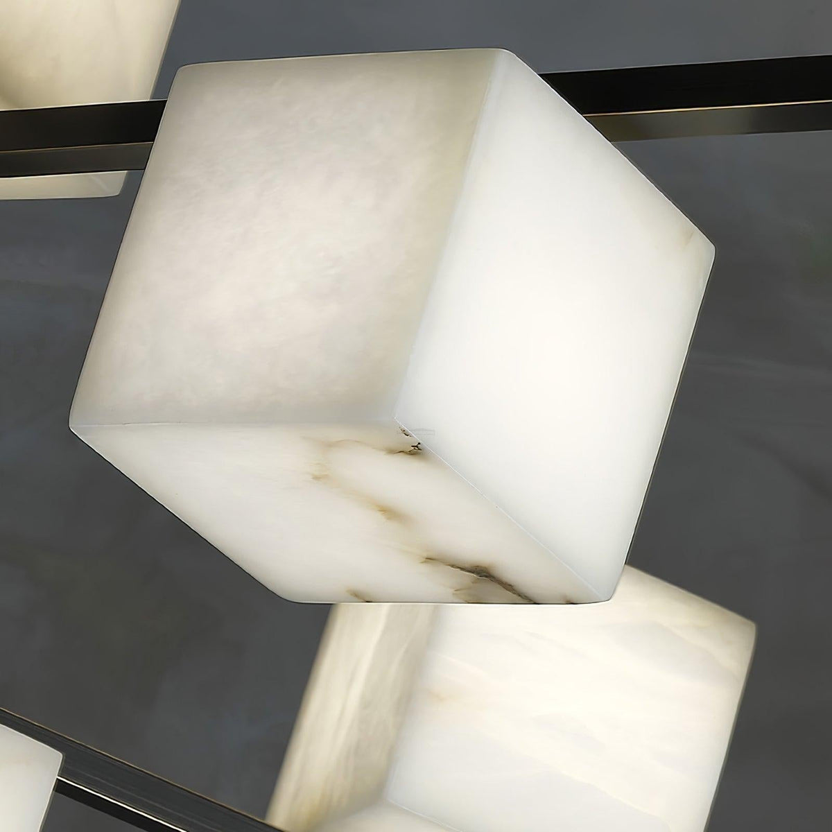 Alabaster Square Box Chandelier with 4/5/6/8/9 heads - 9 Heads L 41.3" x W 41.3" x H 17.7" / L 105cm x W 105cm x H 45cmBrass & Black & Whitecasivra