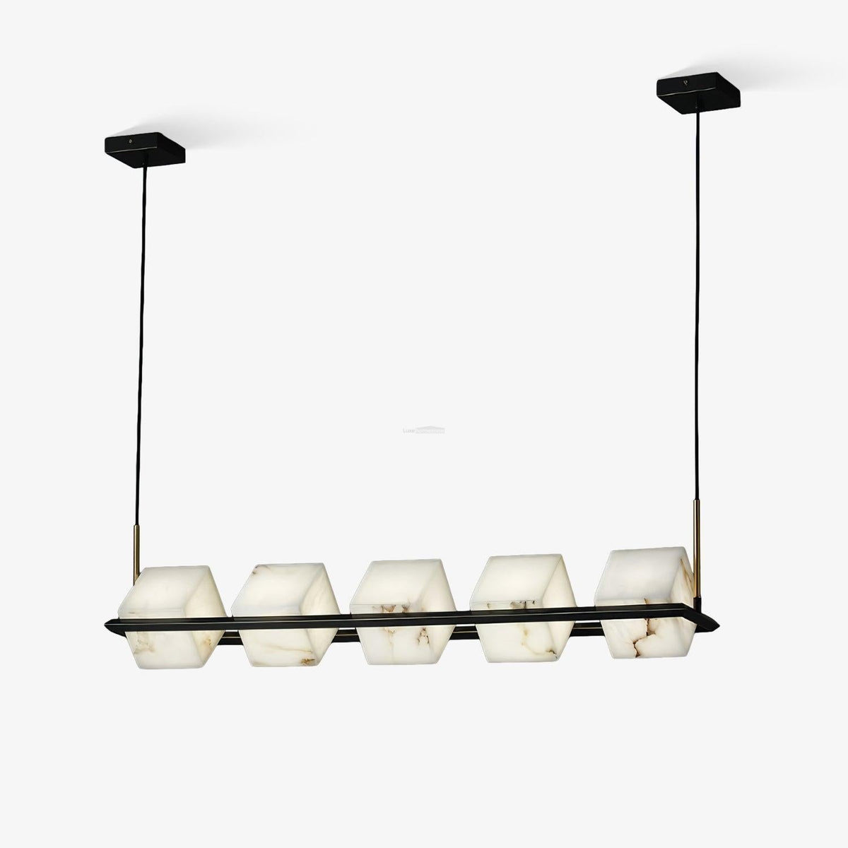 Alabaster Square Box Chandelier with 4/5/6/8/9 heads - 9 Heads L 41.3" x W 41.3" x H 17.7" / L 105cm x W 105cm x H 45cmBrass & Black & Whitecasivra