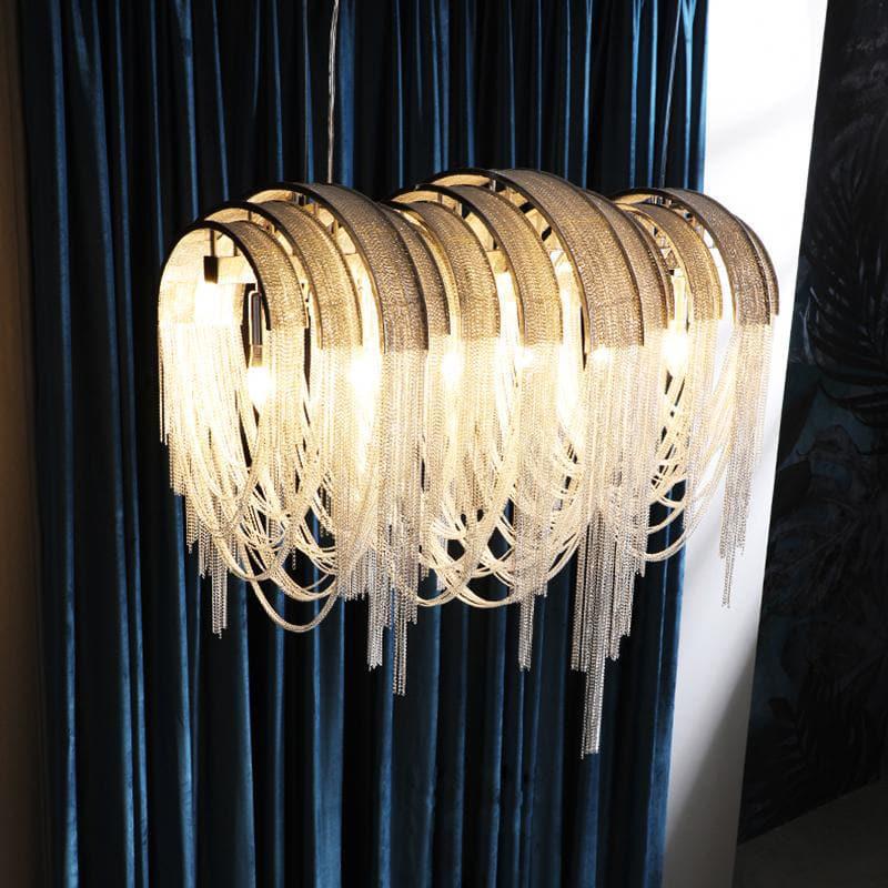 Alana Aluminum Chain Tassel Long Branch Chandelier Light 35" - W35" X H29"casivra