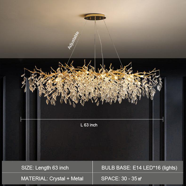 Albero Modern French - Style Branch Crystal Chandelier with Crystal Leaf - Round D 31.5"/10 Lights/18.9kgWarm Lightcasivra