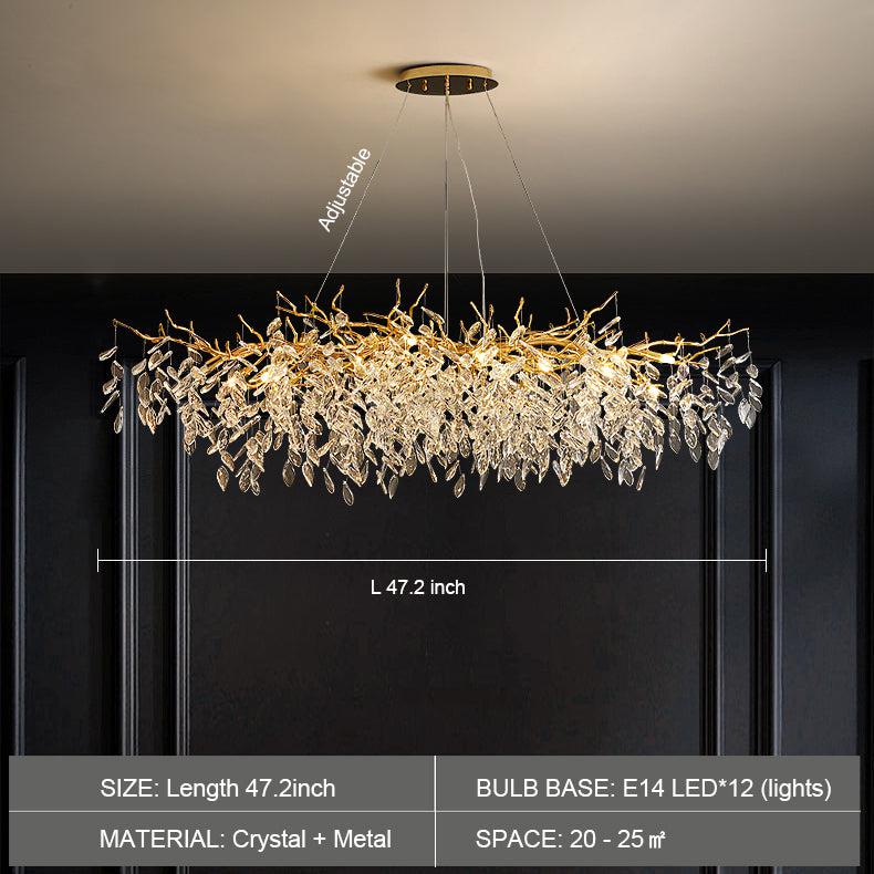 Albero Modern French - Style Branch Crystal Chandelier with Crystal Leaf - Round D 31.5"/10 Lights/18.9kgWarm Lightcasivra