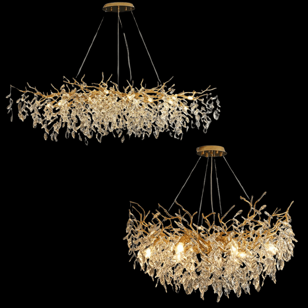 Albero Modern French - Style Branch Crystal Chandelier with Crystal Leaf - Rectangle L 47.2"*W17.7"*H19.7"/12 Lights/15.6kgWarm Lightcasivra