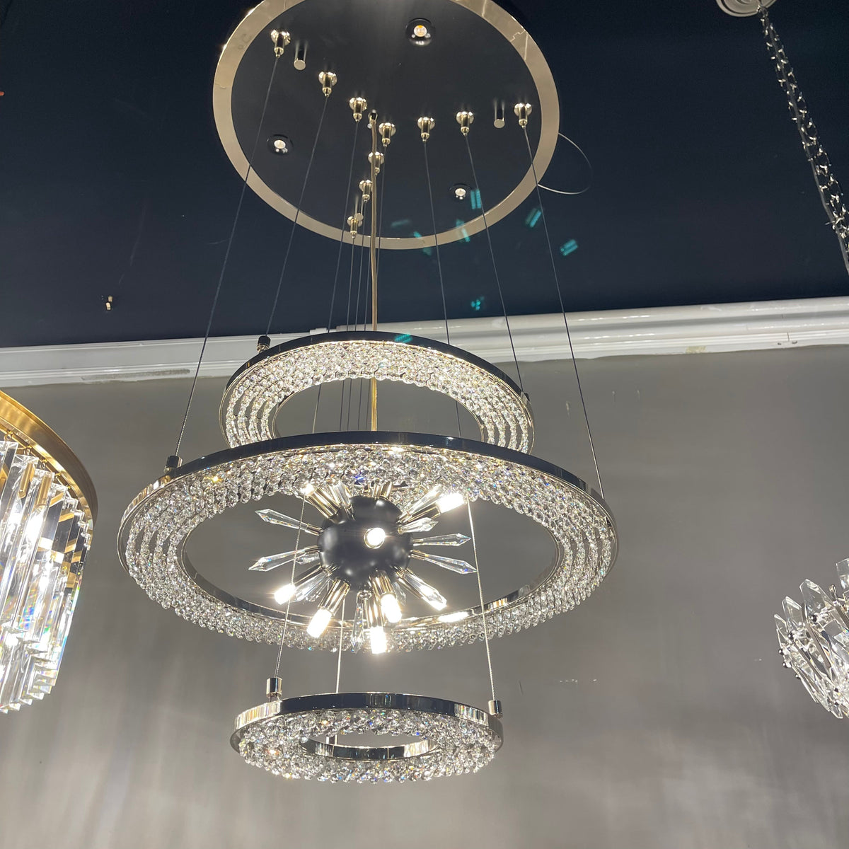 Aleron Crystal Ring Sputnik Chandelier - 24"w x 26"hcasivra