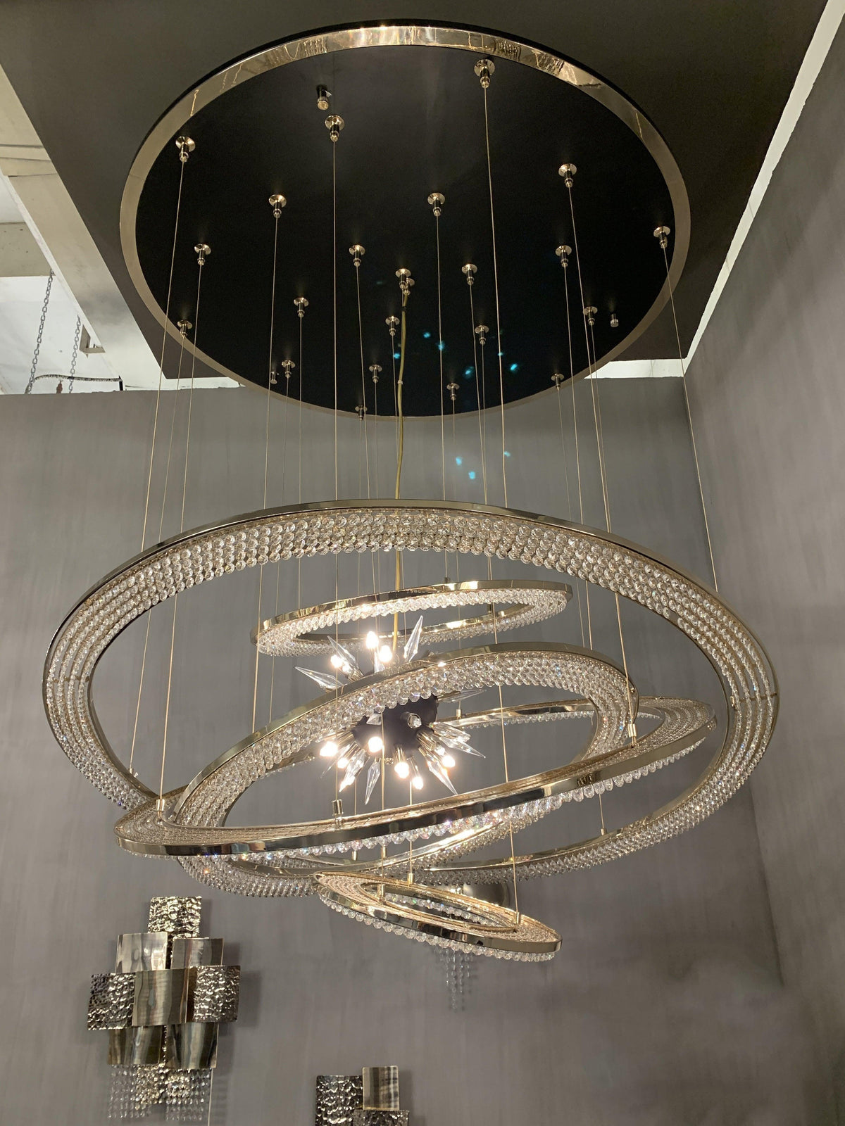 Aleron Crystal Ring Sputnik Chandelier - 47"w x 47"hcasivra