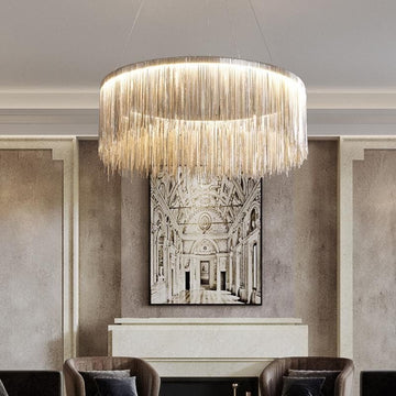 Alisa Luxury Round Chain Tassel Chandelier - W20" X H12"casivra