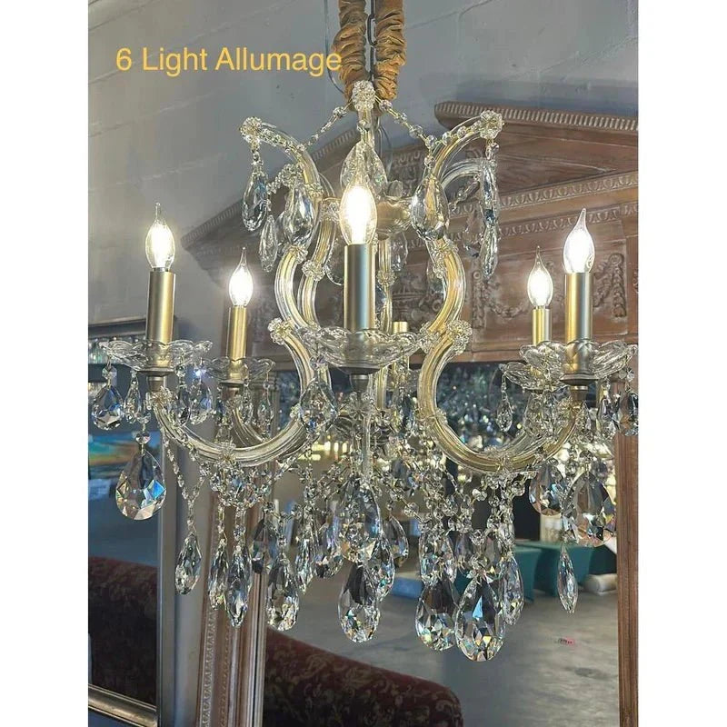 Allumage Extra Wide Classic Crystal Chandelier - 24" Width x 22" Height 6 LightsGoldClear Crystalcasivra